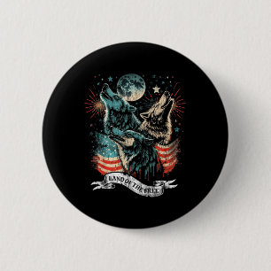 Bóton Redondo 5.08cm Wolf 4 de julho Bandeira Americana Howling America