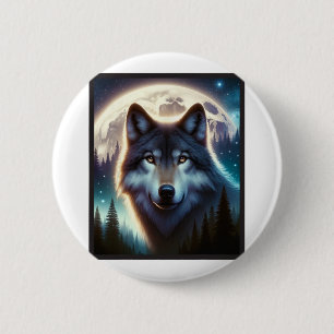 Bóton Redondo 5.08cm Wolf Icy Moon Galaxy Caçando Cinzas Terrestres Wol