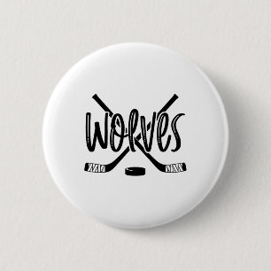Bóton Redondo 5.08cm Wolves Hockey Team Mascot School Spirit Game Night