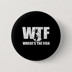 Bóton Redondo 5.08cm Wtf Where#39;s The Fish Men#39;s Engraçado Fish Gi