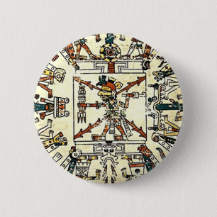 Bóton Redondo 5.08cm Xiuhtecuhtli Aztec Morte Deus