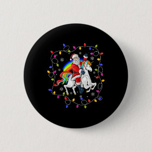 Bóton Redondo 5.08cm Xmas Lighting Santa Claus Voando no Unicorn Ch