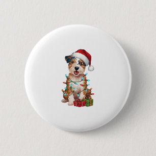 Bóton Redondo 5.08cm Xmas Lighting Santa Hat australiano Terrier Dog Ch