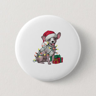 Bóton Redondo 5.08cm Xmas Lighting Santa Hat mexicana Hairless Dogs Chr