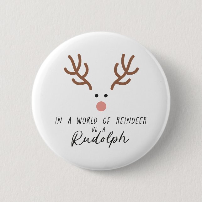 Bóton Redondo 5.08cm Xmas Presente Num Mundo De Reindeer (Frente)