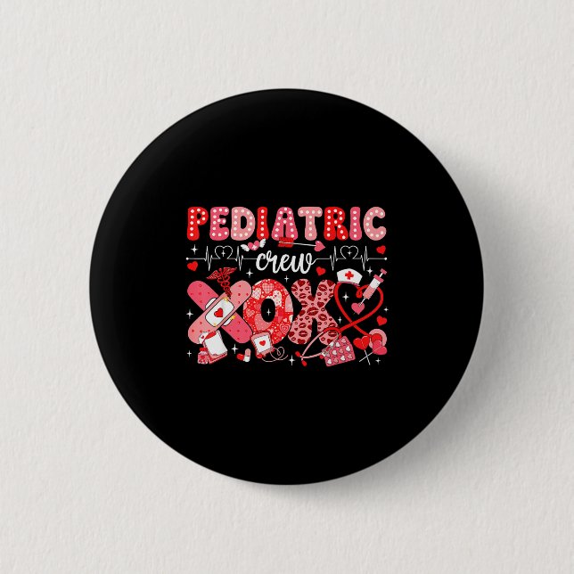 Bóton Redondo 5.08cm Xoxo Nurse Pediatric Crew Nurse Valentine Leopard  (Frente)