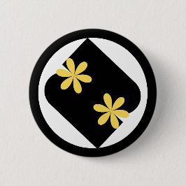 Bóton Redondo 5.08cm Yellow and Black Daisy Flower Round Button