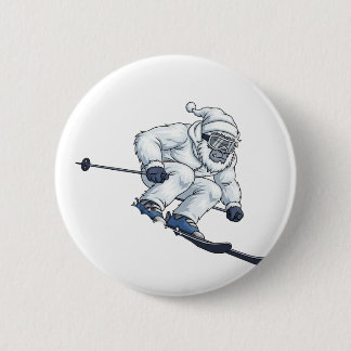 Bóton Redondo 5.08cm Yeti Abominável Homem da Neve Esquiando Férias Div