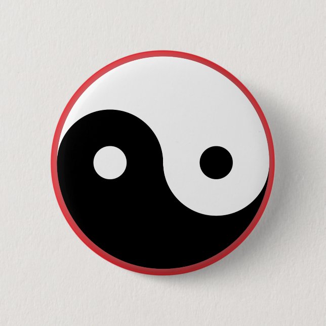 Bóton Redondo 5.08cm Yin Yang - Fundo vermelho (Frente)