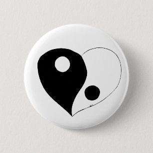 Bóton Redondo 5.08cm Yin Yang Heart (B/W)