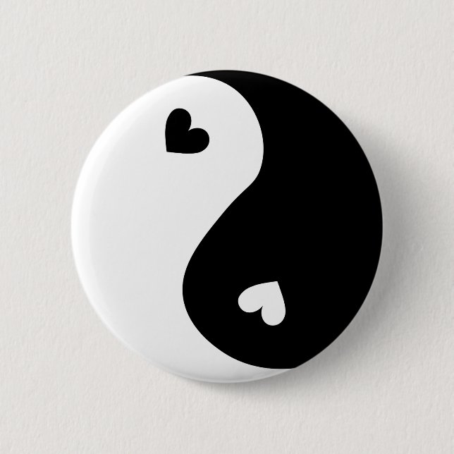 Bóton Redondo 5.08cm Yin Yang Hearts Design (Frente)
