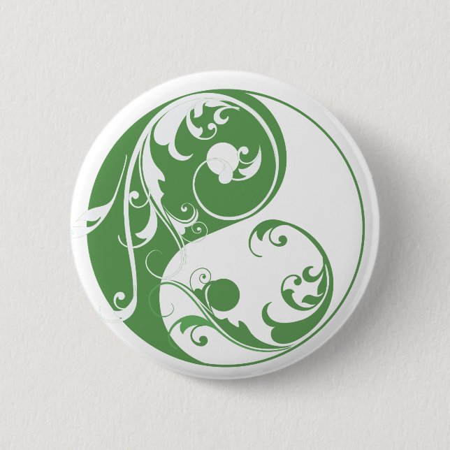 Bóton Redondo 5.08cm Yin & Yang Rolante (verde) (Frente)