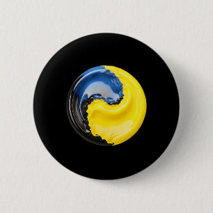 Bóton Redondo 5.08cm Yin Yang Ucrânia Azul e Amarelo