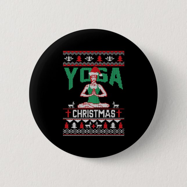 Bóton Redondo 5.08cm Yoga Christmas Shirt (Frente)