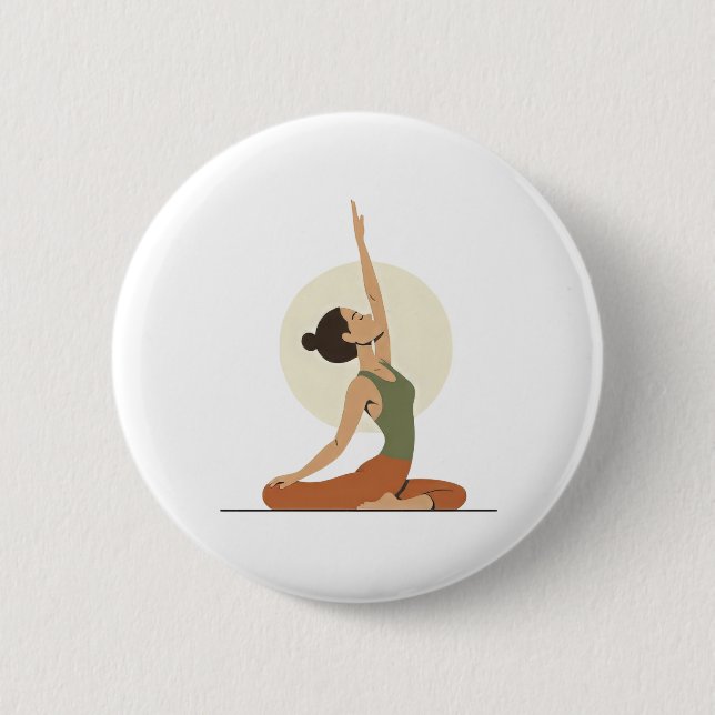 Bóton Redondo 5.08cm Yoga Pose Monoline Terthy Botão (Frente)