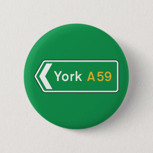 Bóton Redondo 5.08cm York, sinal de estrada BRITÂNICO