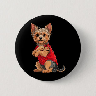 Bóton Redondo 5.08cm Yorkie com amor de Yorkshire Terrier tatuado