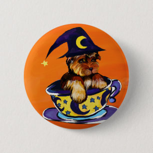 Bóton Redondo 5.08cm Yorkie Poo de Halloween