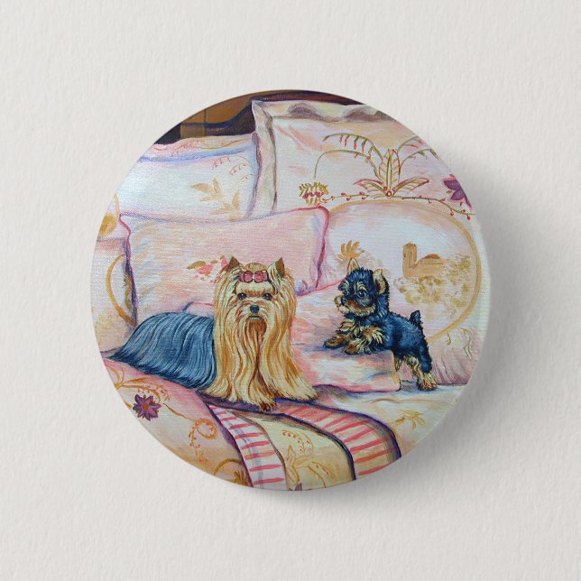 Bóton Redondo 5.08cm Yorkshire Terrier Button Pin (Frente)