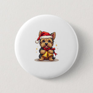 Bóton Redondo 5.08cm Yorkshire Terrier Christmas Bells