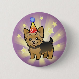 Bóton Redondo 5.08cm Yorkshire terrier do aniversário (cabelo curto