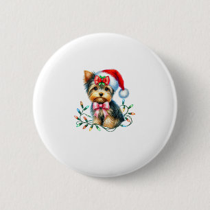 Bóton Redondo 5.08cm Yorkshire Terrier Dog Com Arco Coquette Natal