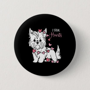 Bóton Redondo 5.08cm Yorkshire Terrier Dog I Steal Hearts Bonito Valent