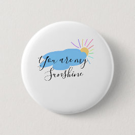 Bóton Redondo 5.08cm you are my sunshine yellow orange sun rays clouds