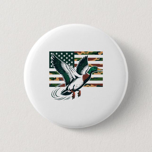 Bóton Redondo 5.08cm Youth Camo Mallard Duck Hunting Camouflage America (Frente)