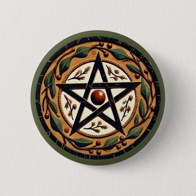 Bóton Redondo 5.08cm Yule Pentacle (Frente)