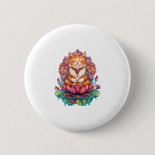 Bóton Redondo 5.08cm Zen Cat Vibes � Psicodélica do Gatinho Meditante