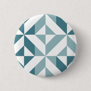 Bóton Redondo 5.08cm ZigZag Geométrico com Duas Pontas Verde Teal