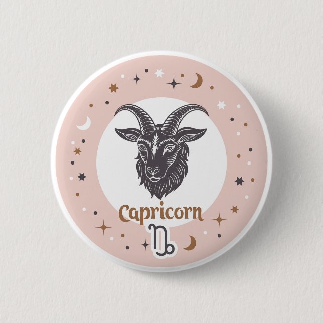 Bóton Redondo 5.08cm Zodiac - Sinal Capricórnio (Frente)