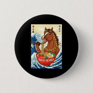 Bóton Redondo 5.08cm Zodíaco Ano Novo Chinês do Cavalo 2026 Ramen Eu