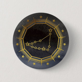 Bóton Redondo 5.08cm Zodíaco Sombrio: Signo de Capricórnio Preto e Dour