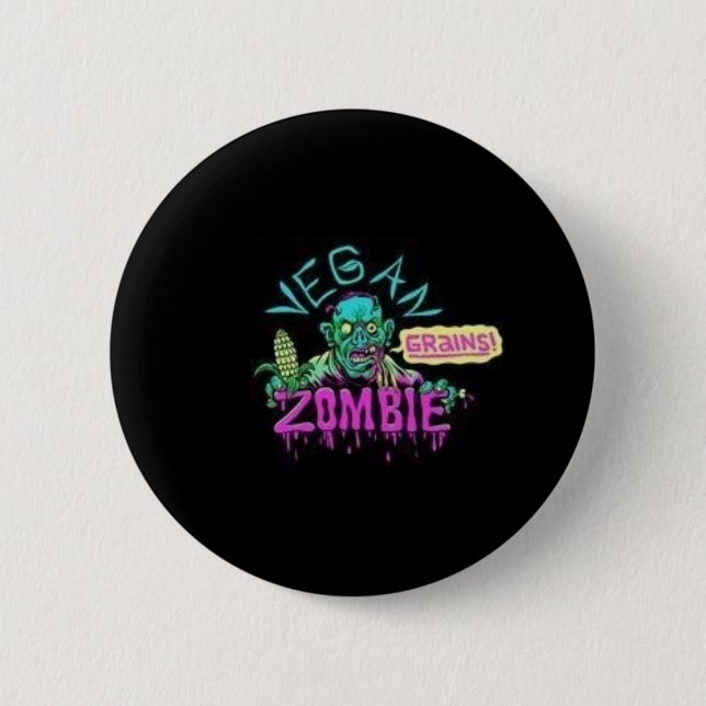Bóton Redondo 5.08cm Zombi do Vegan (Frente)