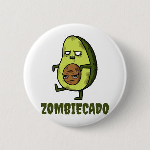 Bóton Redondo 5.08cm Zombie Avocado Zombiecado Dia de as Bruxas engraça