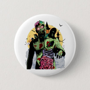 Bóton Redondo 5.08cm Zombie Halloween ShirtZombie Assustadora Halloween