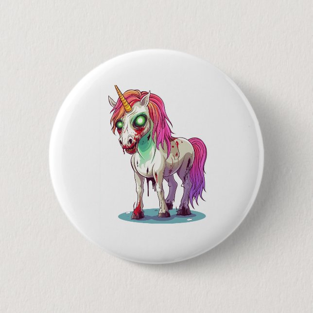 Bóton Redondo 5.08cm Zombie Unicorn (Frente)