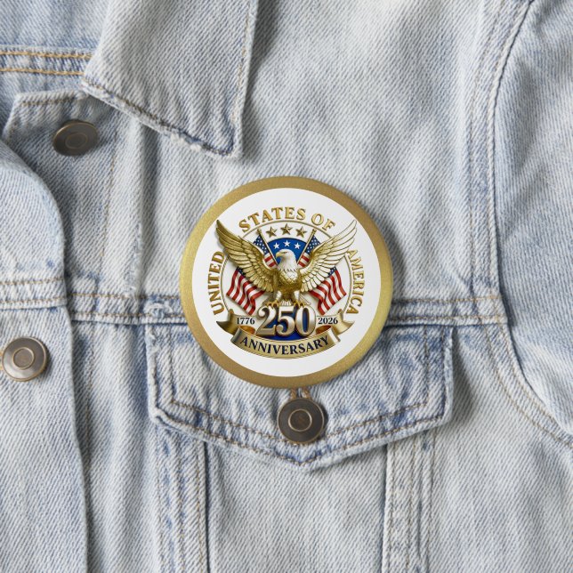 Bóton Redondo 7.62cm 250th Anniversary USA Patriotic | 1776–2026 (In Situ)