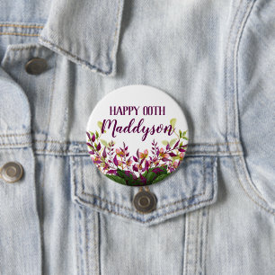 Bóton Redondo 7.62cm 70 floral das mulheres o 18o 2ø 30o 40th 50th 60th