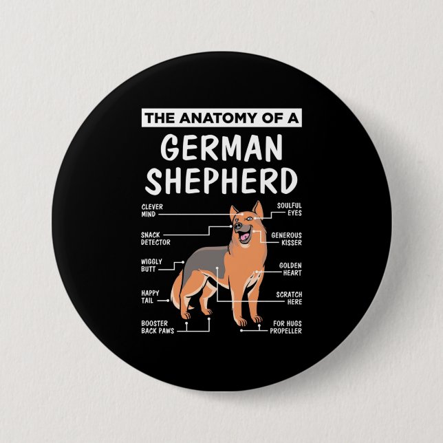 Bóton Redondo 7.62cm A Anatomia De Um German shepherd (Frente)