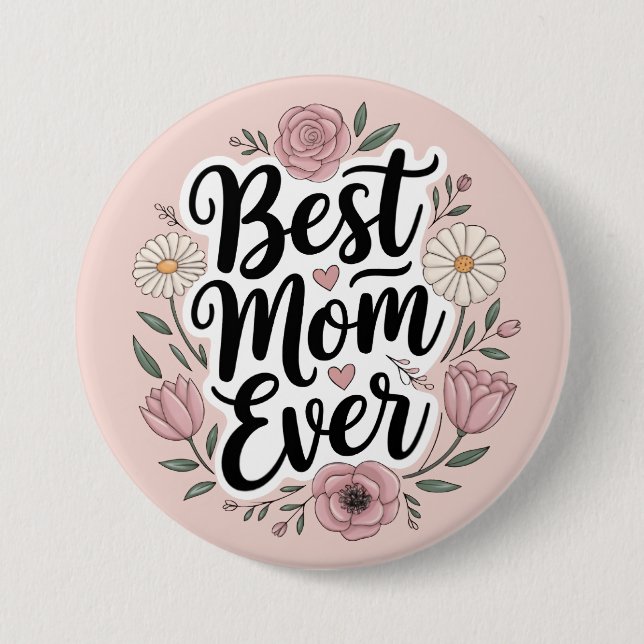 Bóton Redondo 7.62cm A melhor mãe de Dia de as mães personalizada (Frente)