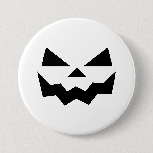 Bóton Redondo 7.62cm Abóbora jack-o-lantern clássica branca com rosto s (Frente)