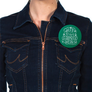 Bóton Redondo 7.62cm Abraços, Kisses e Shamrock desejam Ruas. Dia de Pa