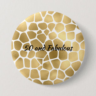Bóton Redondo 7.62cm Abstrato Dourado 50 e Fabuloso Giraffe