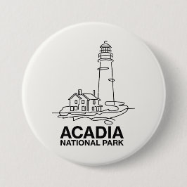 Bóton Redondo 7.62cm Acadia National Park Lighthouse Line Art