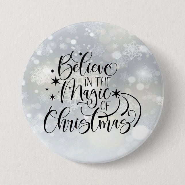 Bóton Redondo 7.62cm Acredite Na Magia Do Natal - Floco De Neve (Frente)
