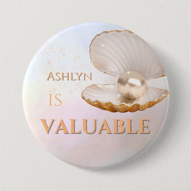 Bóton Redondo 7.62cm Afirmação de Pérolas Elegante Personalizada (Frente)