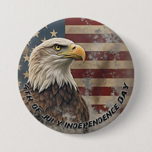 Bóton Redondo 7.62cm Águia Majestosa & Bandeira – Espírito de Liberdade